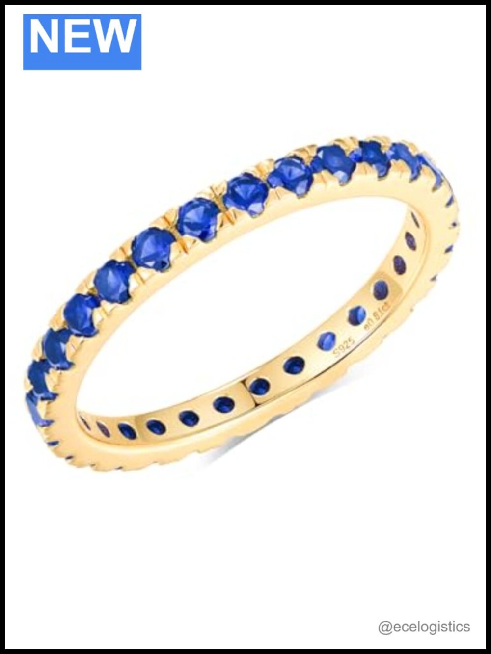 Full Eternity Band 925 Sterling Silver Gold Plated Women's Ring